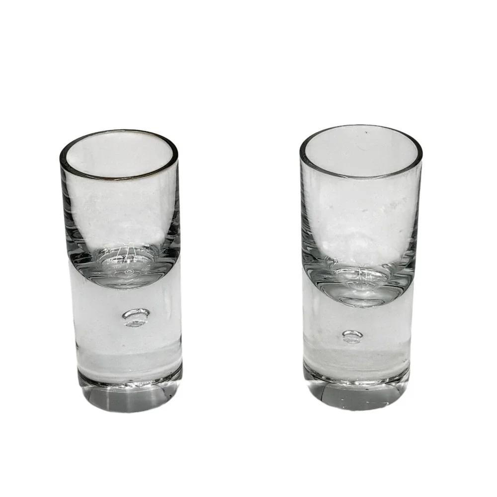 Pair 1970's MCM Kosta Boda Pippi bubble base glasses & Bubble Weighted Base